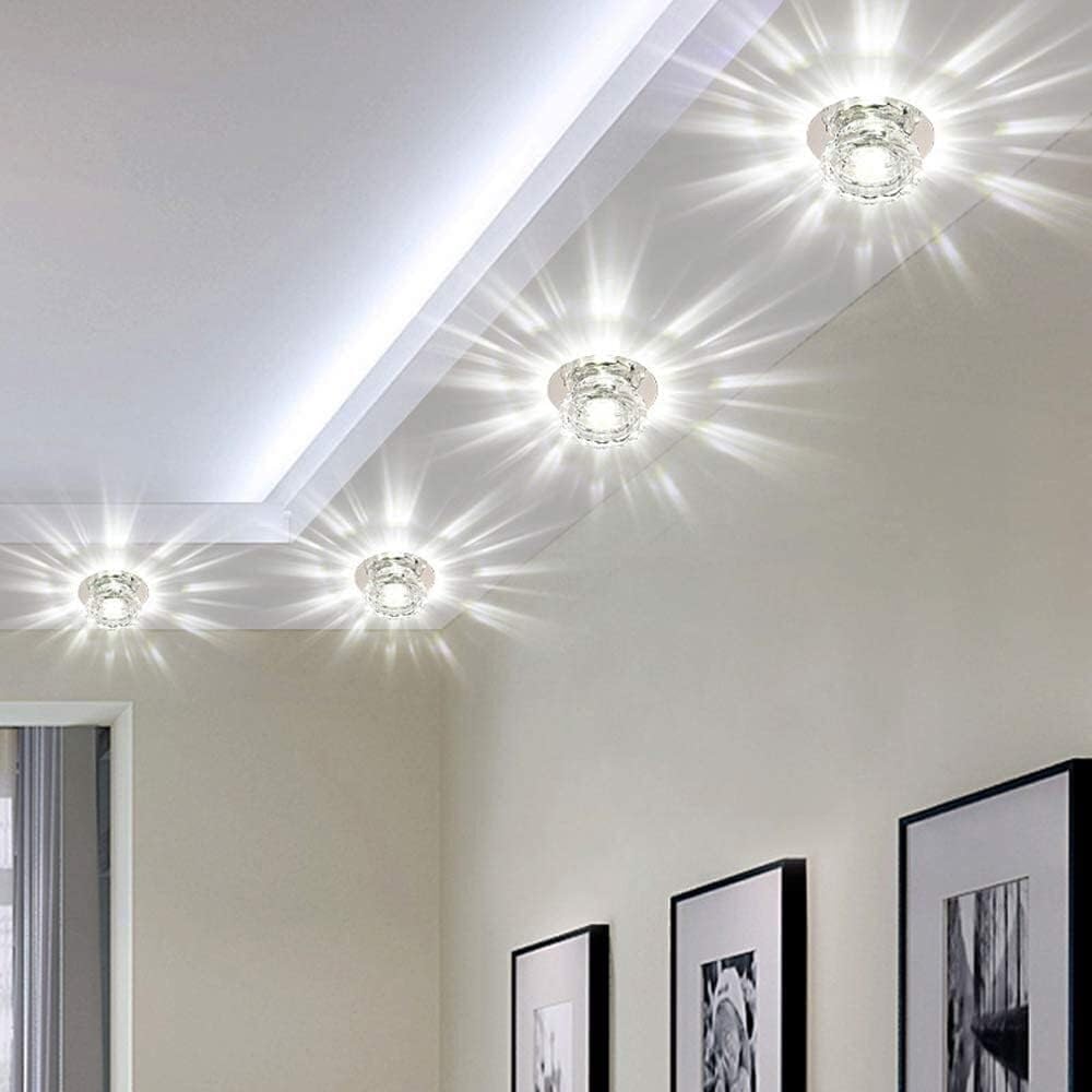 HynJGih 3W Crystal LED Downlight Spotlight 3.9in Purple Light Atmosphere Decorative Downlight Corridor Recessed Ceiling Light(Purple Light)