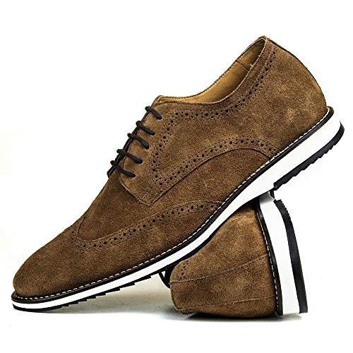 Sapato Casual Brogue Premium Couro Camurça Confort Social Mr Light cor:Bronze;Tamanho:43