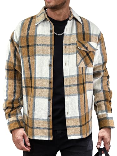 Image of JEMLDL Mens Flannel Plaid Shirts Jackets