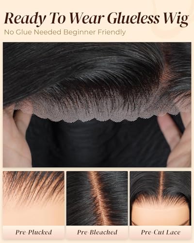 Image of Arabella Glueless Wigs Human Hair 28inch Glueless Wig Black Straight Wig