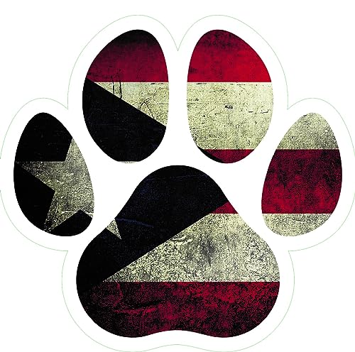 Image of US Flag Dog Paw, Dog Lover Sticker Decal 5 inch - for Car, Laptop, Motorcycle (Puertorico)