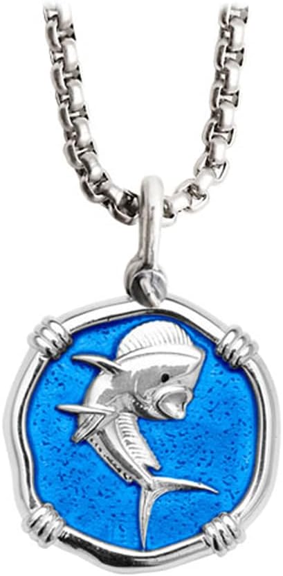 Dolphinfish Necklace - Medium Size Pendant Crafted in Sterling Silver on a 24" Necklace Box Chain