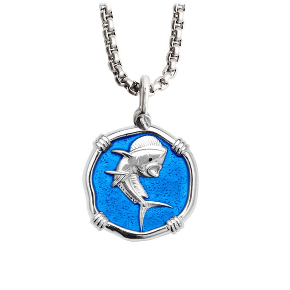 Dolphinfish Necklace - Medium Size Pendant Crafted in Sterling Silver on a 24" Necklace Box Chain