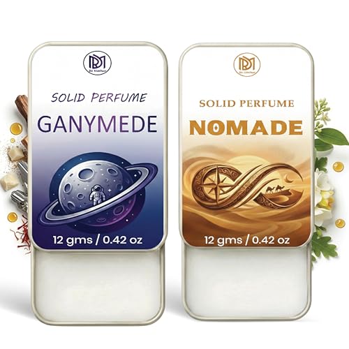 Image of Dr.Mashur Solid Perfume |Nomade&Gandmede Alcohol Free Wax Perfume Balm, Long Lasting | Pocket Tin 12g, Pack Of 2| Non Greasy Smooth Glide, Travel Friendly Men And Women