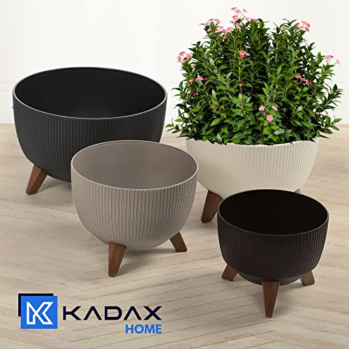 KADAX Blumentopf aus Kunststoff mit DREI Einsteckstützen, runde Blumenschale, Pflanzkübel, Blumenkübel, Pflanzschale für Balkon… – Ansicht 6