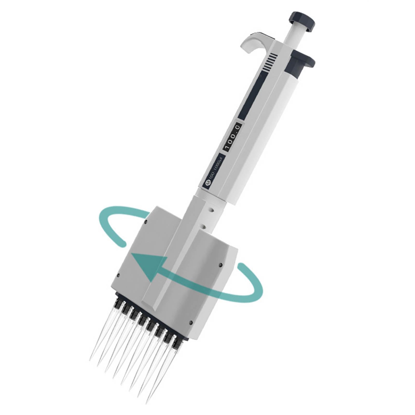 Pipeta de 8 canales, micropipeta multicanal con volumen ajustable manual, alta precisión, ventana digital, transferencia de pipeta de laboratorio de micropipeta ajustable para laboratorio científico