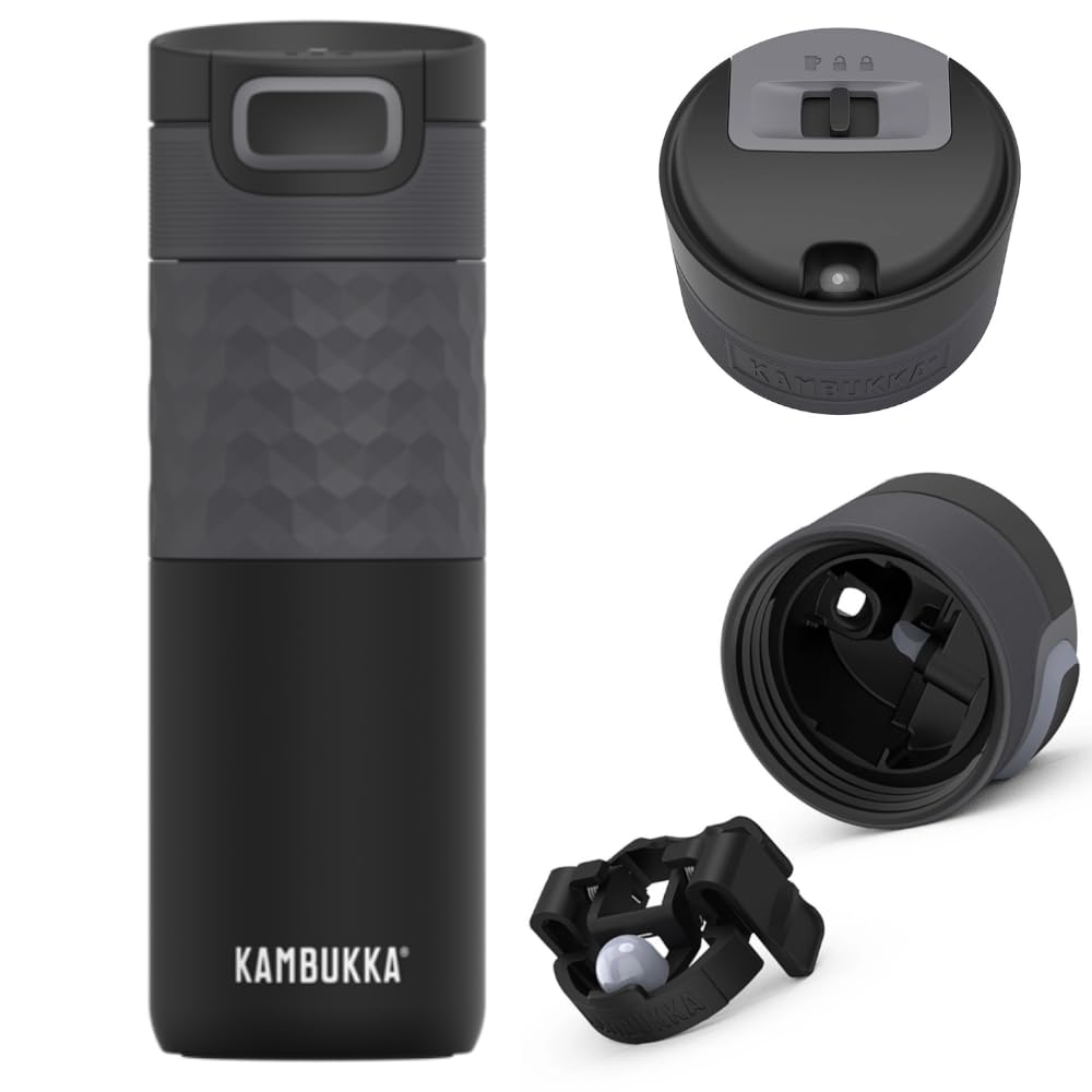 Kambukka kubek termiczny zestaw Neon Nights – 2× Etna Grip 500 ml (Black Steel + Diva Pink), szczelne, Snapclean, BPA Free
