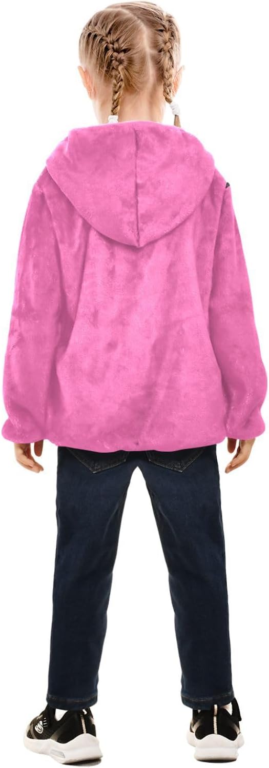 GuoChe Hot Pink Big Girls Jackets With Sherpa Lining