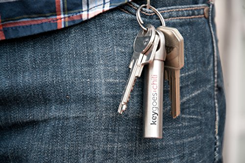 Foto von Chilimühle als Schlüsselanhänger mit Habanero und Bhut Jolokia - KEYGOES CHILI - Gadget für Männer - Sehr scharf Chili (HIGH Heat)