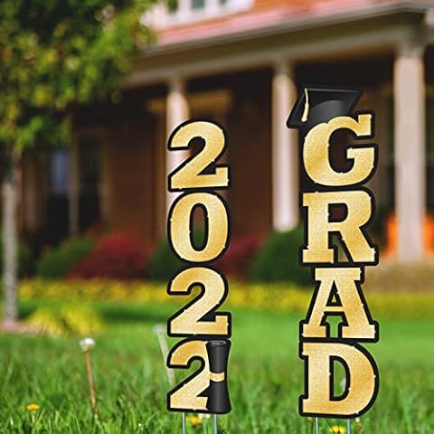 TALLEST! Graduation Yard Sign with Stakes - 40" Tall Graduation Lawn Sign - 2022 Happy Graduation Yard Sign - Congrats Grad Decorations Outdoor Graduation Yard Decorations & Graduation Signs for Yard Cover