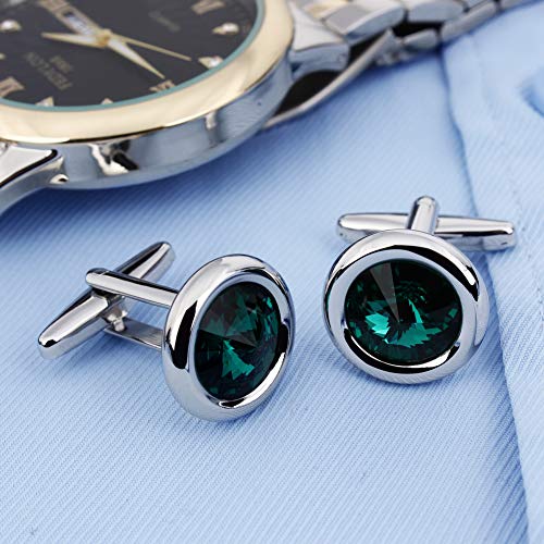 HAWSON Cufflinks for Men with Swarovski Crystal Cuff Links for Formal Business Wedding Shirts in Gift Box4