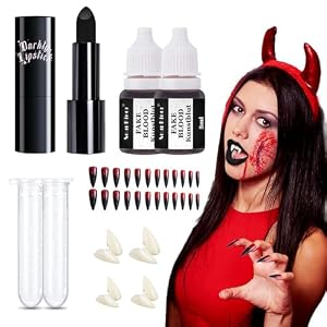 Vampire Accessories 12-Pair Vampire Teeth Set - 4 Sizes With Adhesive For Halloween & Cosplay Moldable False Teeth