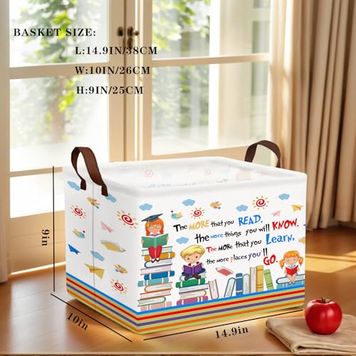 Image of Reading Book Storage Basket Organizer for Nursery, Classroom, Library, and Daycare Store Books, Clothes (Kid Learning)