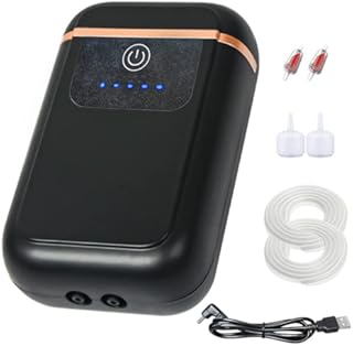 CANVUNTHY Silent Air Pump for Aquarium Fish Tank Aerator 5-100 Gallon Lithium Battery USB Charging with Accessories (2 Outlets (2W) 5-50 Gallon)