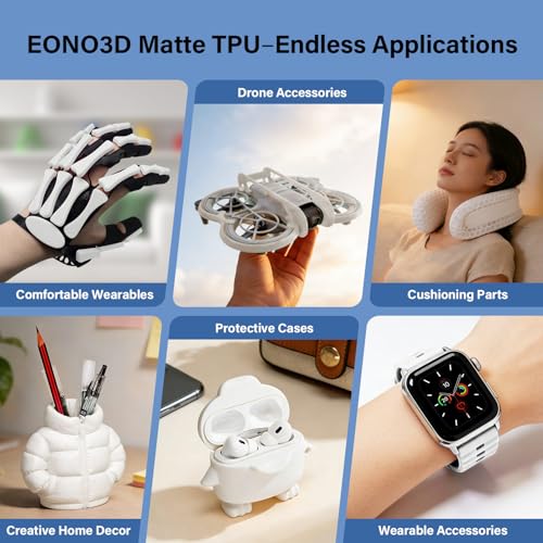 Image of Matte TPU Filament 1.75mm, 1kg - Shore 95A Flexible & Durable TPU, Matte White, Low-Gloss Matte Finish, Minimal Layer Lines, for Phone Cases, Wearables & Functional Parts