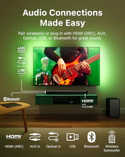 Image of Philips B5309 2.1 Channel Soundbar with Wireless Subwoofer - Bluetooth, HDMI ARC, DTS Virtual:X, 240W Max Power, Dark Grey
