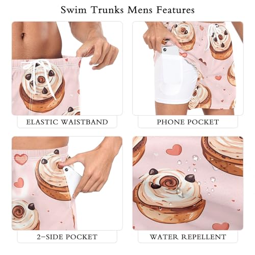 xigua Chocolate Chips Mens Swim Trunks with Liner, 5 inch Quick Dry Mens Boardshorts for Beach3