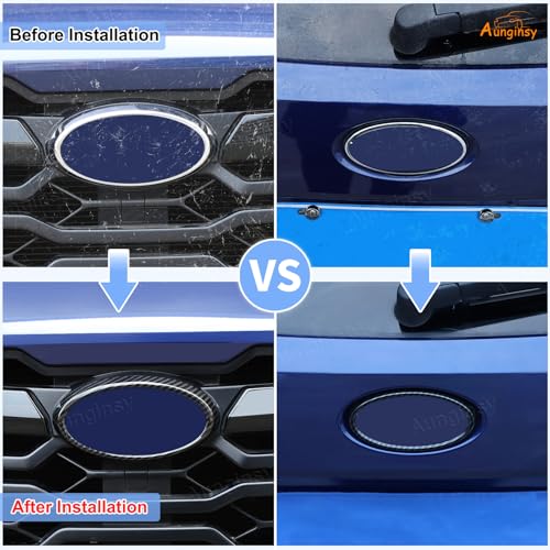 Image of Car Front Rear Emblems Ring Trim Cover Compatible with Subaru Crosstrek 2024 2025 Rear Trunk Tailgate Emblem Badge Logo Cover Front Hood Grille Circle Ring Center Logo Decorative Cover ABS Accessories