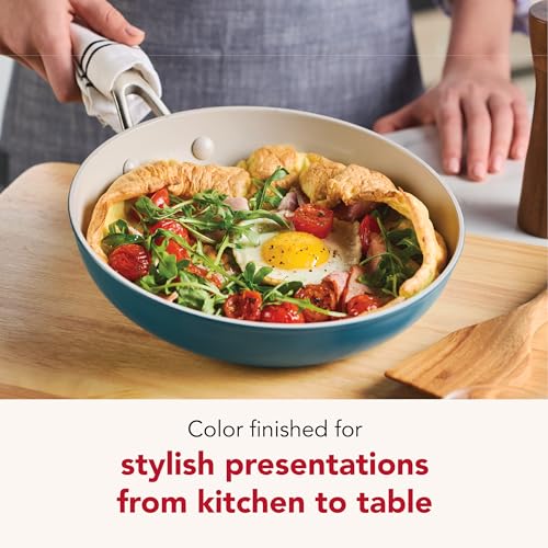 Image of KitchenAid Hard Anodized Ceramic Induction Nonstick Cookware Frying Pan /Skillet, Dishwasher Safe, 10 Inch Non Stick Fry Pan with Stainless Steel Handle - Agave Blue