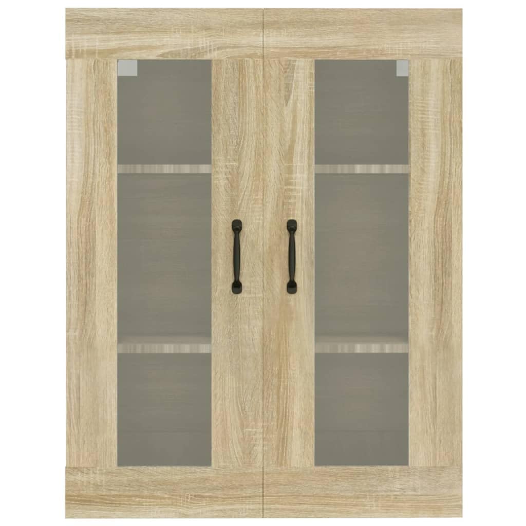 Armario colgante de roble Sonoma 69,5 x 34 x 90 cm, robusto armario de cocina de madera con mucho espacio de almacenamiento, montaje en pared o como accesorio para buffet, práctico