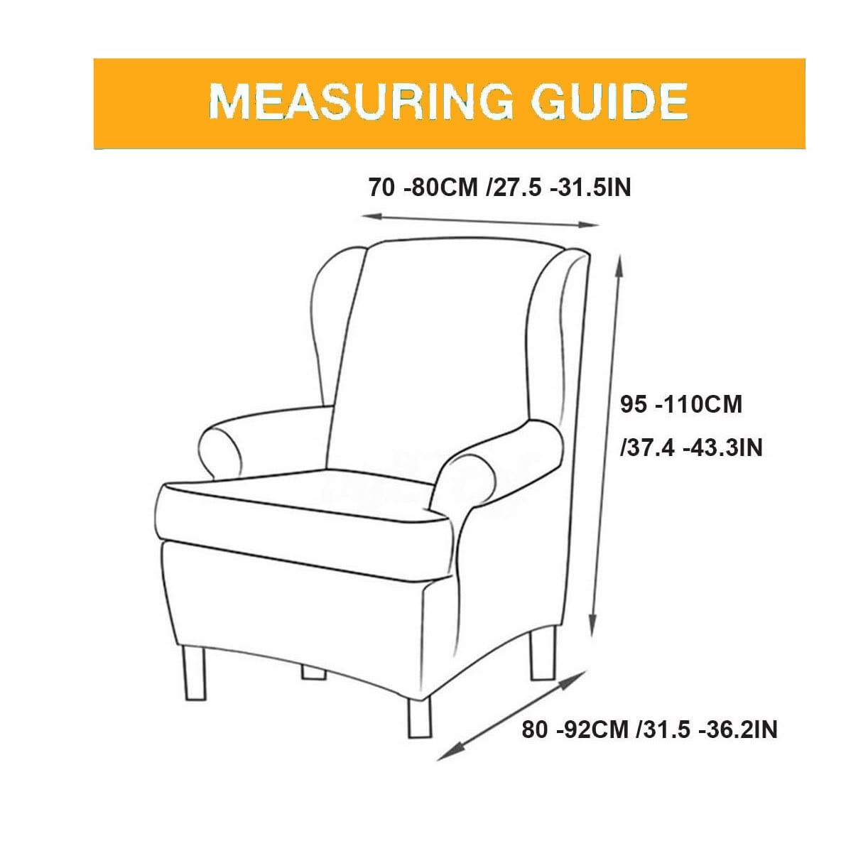 Wingback Chair Slipcover 2-Piece High Stretch Slipcovers with Cushion Cover for Wingback Chairs Armchair Covers Wingback Chair Covers Wing Chair Covers Wing Chair Slipcover ( Color : Wine red )