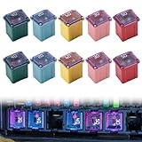 10PCs Car Square Fuse Kit,Automotive Fuses,Cartridge Micro Fuses Assortment Kit,Low Profile Box Shaped 20A 30A 40A 50A 60A Mini Car Fuse,Portable Vehicle Replacement Accessories for Cars,Truck,SUV
