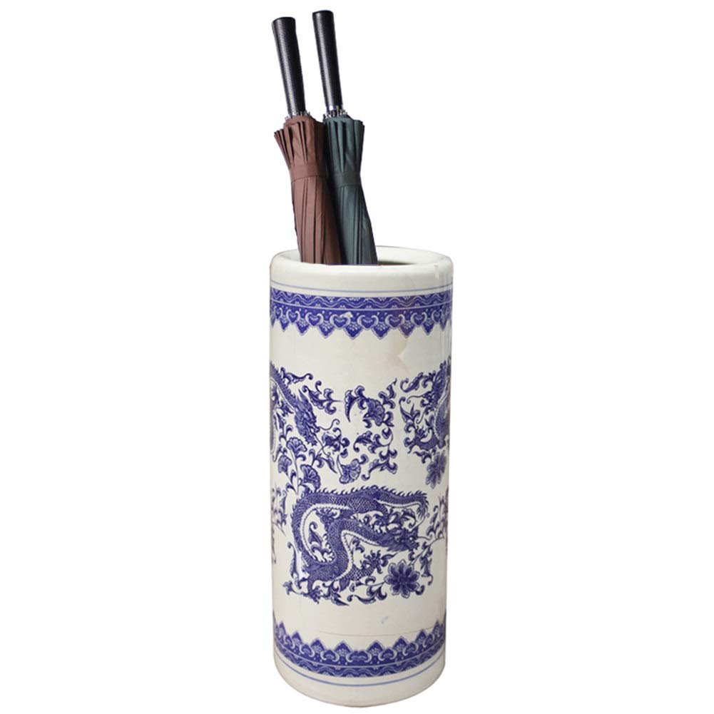Vase sur pied ou porte-parapluies bleu style 3 artisanal