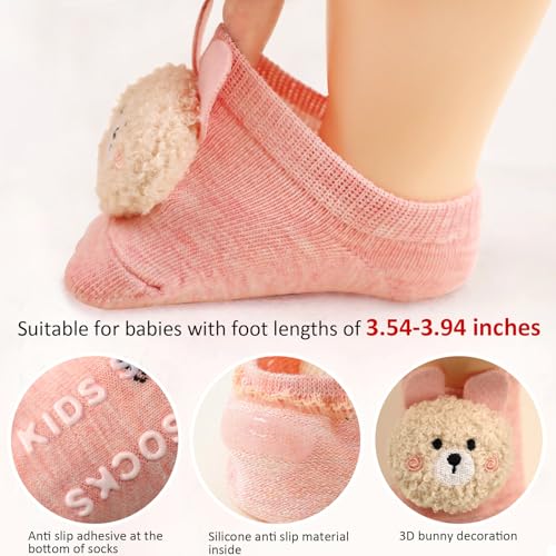 SFGHOUSE Baby Girl Socks,Non-Slip Grips for Babies Toddler Princess Girls Low Cut Ankle Socks 0-6 Months4