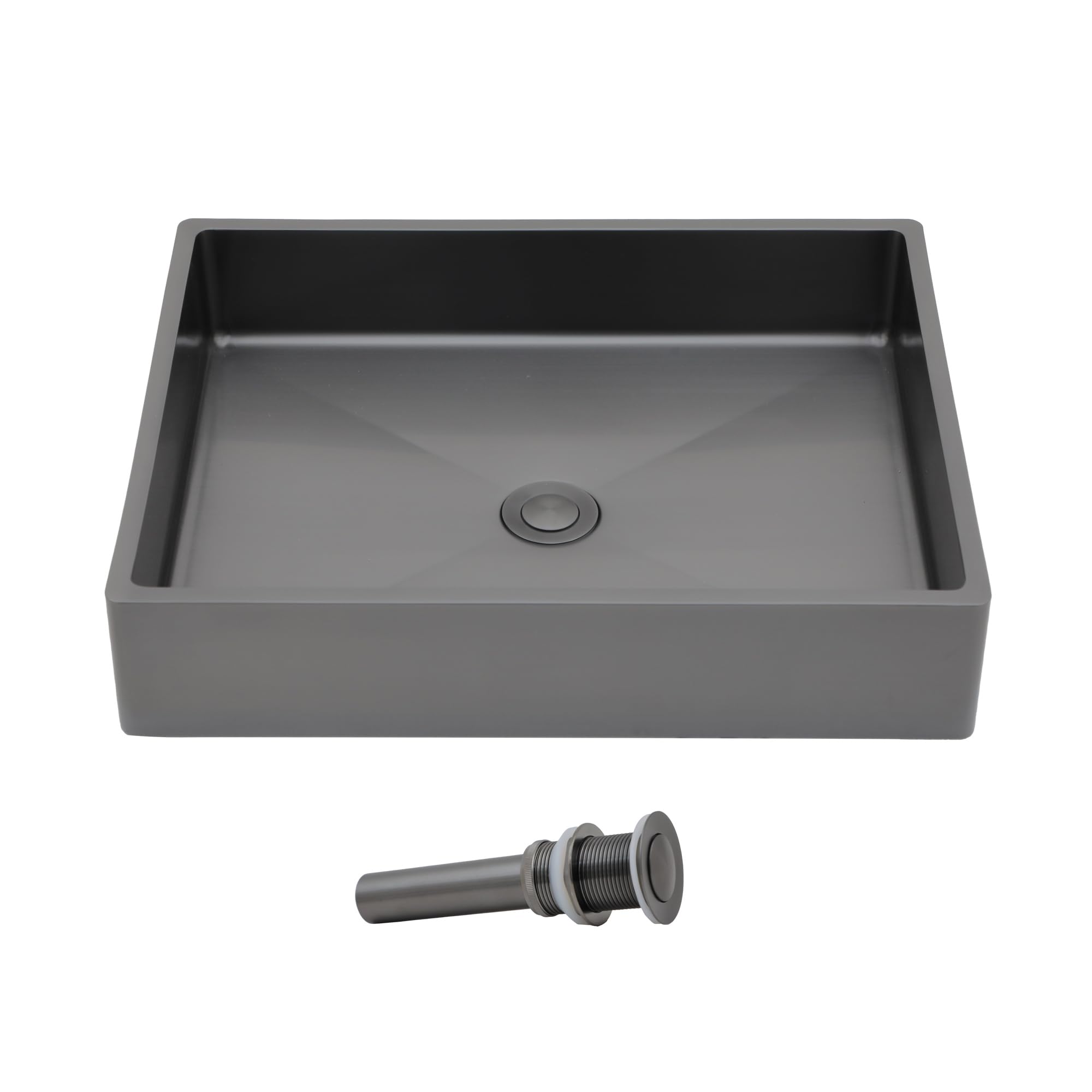 Fulorni 19x15 gunmetal black stainless bathroom vessel sink rectangle