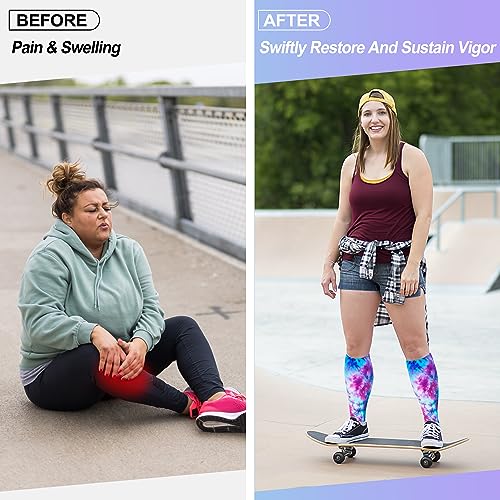 LEVSOX Plus Size Compression Socks for Women Men Wide Calf Extra Large 15-20 mmHg Knee High Sock for Nurses Pregnant Travel4