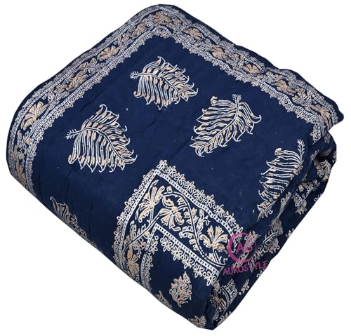 Image of EMIOUR 400 TC Pure Cotton Soft Jaipuri AC Quilt /Razai /Rajai Floral Print,Jaipuri Razai Cotton Quilt for Winter,Lightwieght Jaipuri Razai (Design 15, Single Bed)