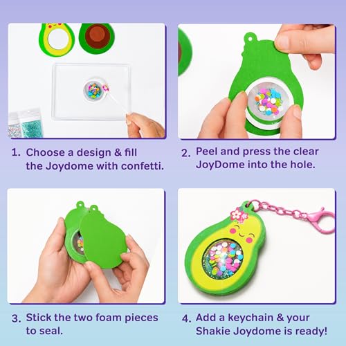 Image of Chalk and Chuckles Joydomes - DIY Shaker Keychain & Bag Charm Making Kit, Kawaii 3D Confetti Art & Craft Activity, Mess-Free Creative Toy, Birthday Gift for Girls & Boys Ages 5, 6, 7, 8, 9, 10