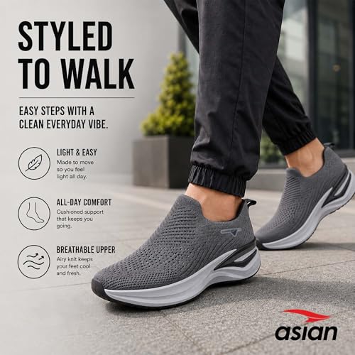 Image of ASIAN Wonderwalk Pro-16 Men's Walking Shoes with Ultra-Soft Cushioning | Slip- On Shoes with Lightweight Design | Ideal for Daily Walking, Gym & Travel
