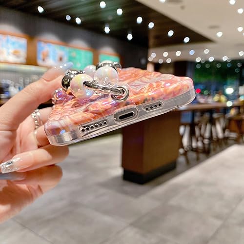 Coque 3D Fleur iPhone 14 Pro Antichoc à Cadre Ondulé Orange - 4