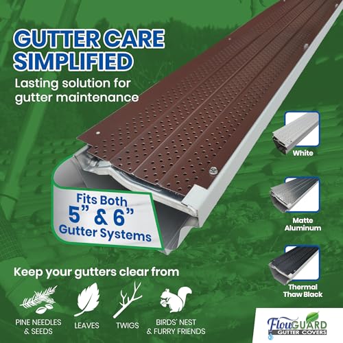 Image of FlowGuard Heavy-Duty 5 inch /6 inch USA Slip-Under Gutter Guards, Brown, 1,020 Ft
