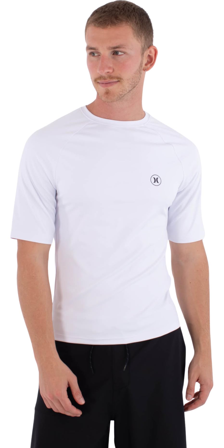 Hurley Mens Short-Sleeved Surf Lycra Icon Circle T-Shirt, White, XL EU