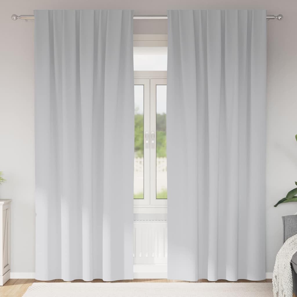 Zasłony zaciemniające z pierścieniami, 2 sztuki, jasnoszare poliester, 260 x 140 cm, nieprzejrzyste, blokujące światło, 80%-90% światła, wszechstronne zawieszenie do salonu, sypialni, biura
