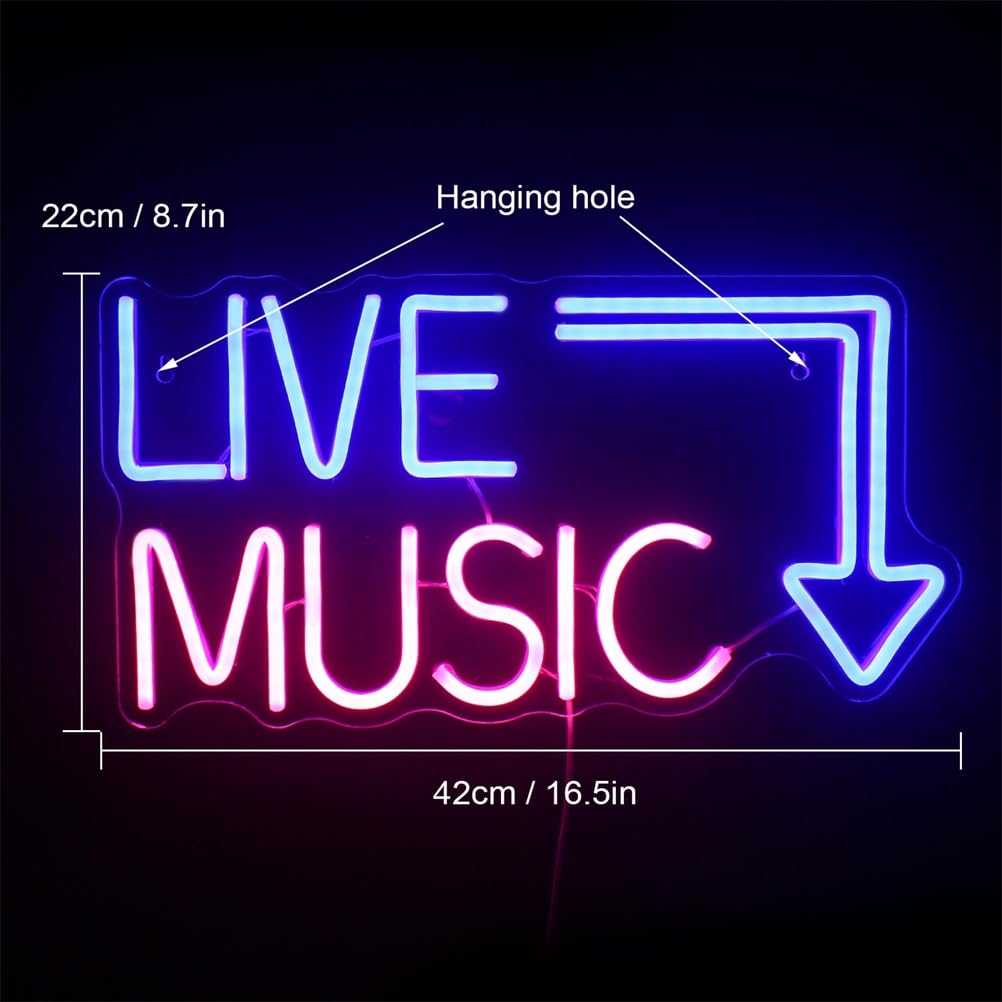 Insegna al Neon di Musica dal Vivo Barra della Musica Segno di Luce al Neon Festa in Musica LED Luce al Neon casa Camera Decorazione murale Negozio Decoro Festival Musicale luci al Neon,A