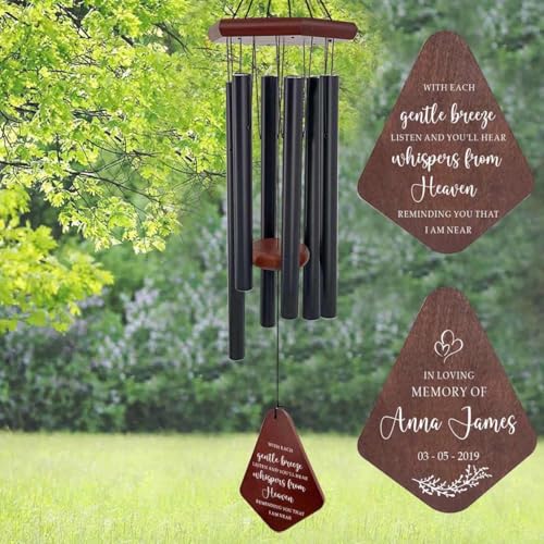 Image of ASTARIN Personalized Name Memorial Wind Chimes, Sympathy Gift for Loss of Lover Mom Dad, Bereavement Deep Tone Wind Chimes for Outside in Memory Gift, Decor Outdoor Garden Patio