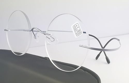 Miniatura 6 de Circleperson Gafas de lectura de titanio sin montura Vintage Small Round 43-22-145 Filtro azul claro Lente de policarbonato