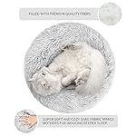 Love's cabin 20in Cat Beds for Indoor Cats - Cat Bed with Machine Washable, Waterproof Bottom - Grey Fluffy Dog and Pet Calming Cushion Bed for Joint-Relief and Sleep Improvement - Image 2
