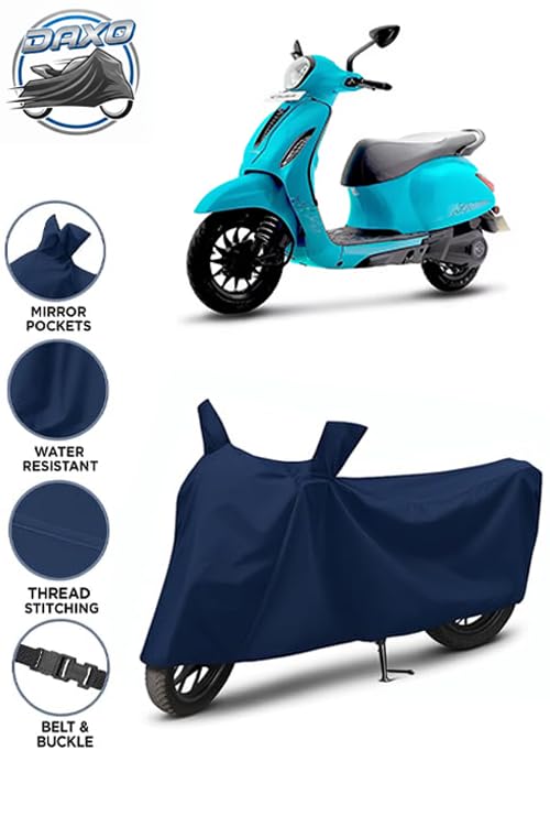 Image of Waterproof Scooty Cover for Bajaj Chetak | All Weather Protection from Rain, Dust, UV Rays & Scratches with Mirror Pockets & Buckle Belt | Chetak Scooty Cover