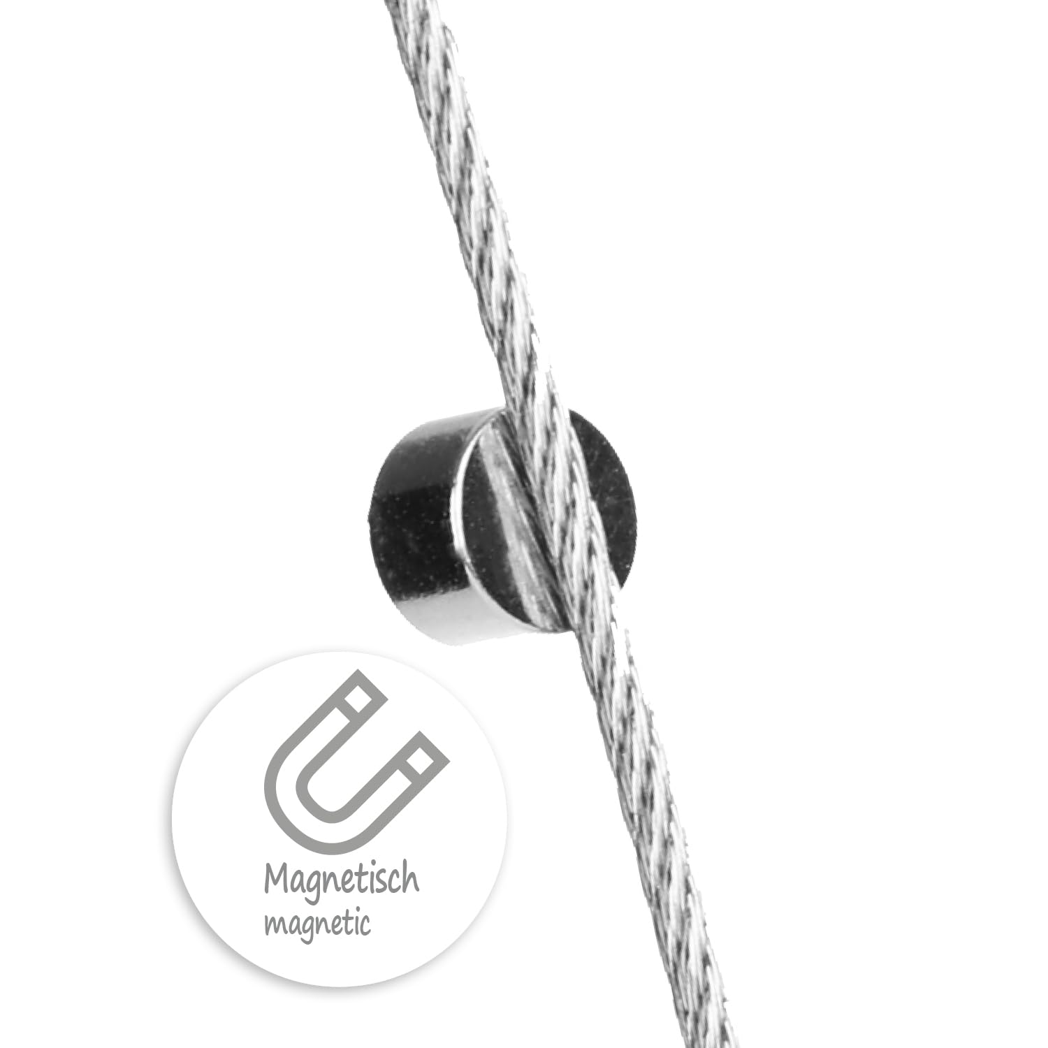 com-four® set de 4 cables para fotos con 48 imanes, cuerda metálica de 2 metros para colgar fotos, postales y notas decorativas