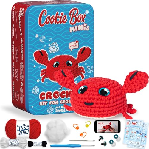 Kit de crochet pour débutants Cookie Box MINIs : peluche crabe Eugene DIY