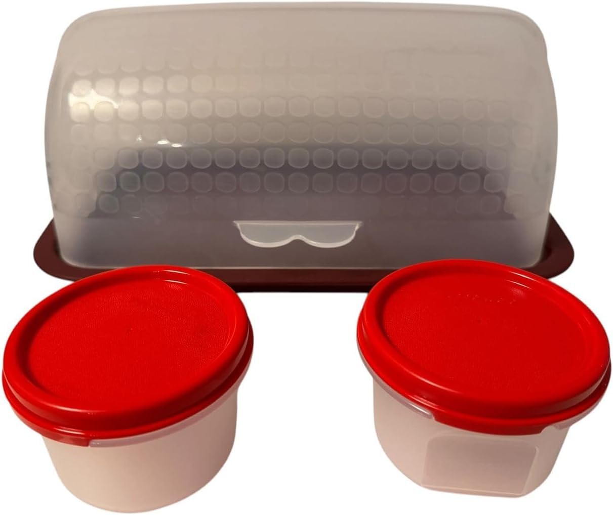 Tupperware Tpperware Smidgets - Mini contenitori da 200 ml, colore: rosso trasparente con coperchio, a prova di perdite, 2000 ml, 2 pezzi, 2 pezzi