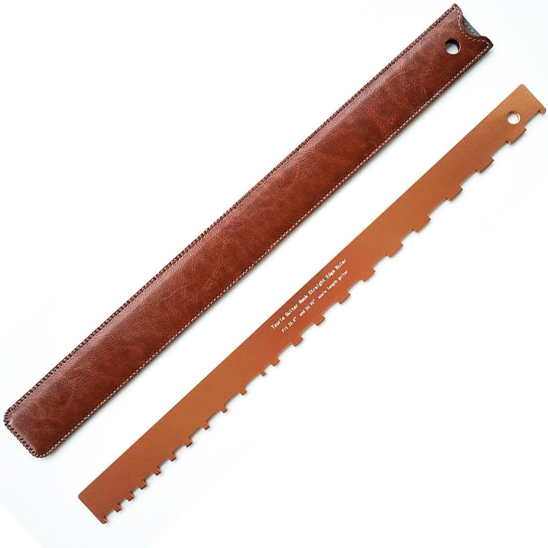 Prosta krawędź szyi gitarowej z etui – linijka gitarowa z naciętą prostą krawędzią, narzędzie lutnicze zaprojektowane do wag 64.8 cm i 63 cm