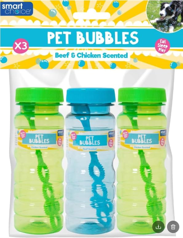 Earth and Wear Dog Bubbles Flavoured Beef and Chicken Pet Safe Non-Toxic Bubble Solution for Dogs & Cats Interactive Bubble Toy with Wand Boredom Busting Enrichment Toy for Puppies & Dogs 250ml