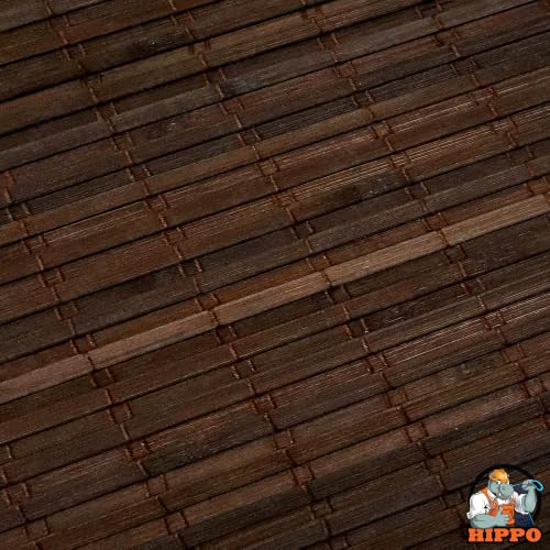 Image of HIPPO Bamboo Curtains - W-4FTXH-5FT Rope Mechanism Roll Up Down Indoor Bamboo Shade for Sun & Dust Protection for Home Window, Balcony, Restaurant, Hotel, Resort (Dark-Coffee)