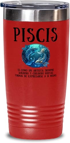 Signo Zodiacal Aries  Regalo para ahijado, hijo, mamá, papa Vaso 20oz rojo