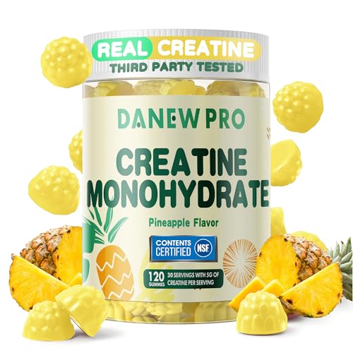 NSF Certified Creatine Gummy 5g - Creatine Monohydrate Gummies for Men & Women, Creatine Monohydrate for Muscle Strength, Muscle Builder, Energy Boost, Pre-Workout Supplement(120 Count)-Pineapple
